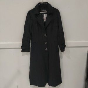 NWT Hoorangyi Women's Brushed Wool Blend Long Reefer Jacket Black Size L BB345